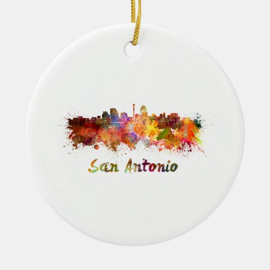 San Antonio skyline in waterverf Keramisch Ornament (Voorkant)