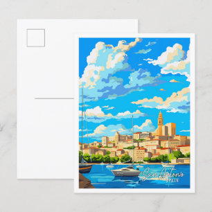 San Antonio Spanje Kunst vintage reisillustratie Briefkaart