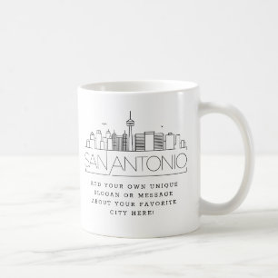 San Antonio Stylized Skyline   Aangepaste slogan Koffiemok