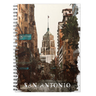 San Antonio Texaanse Vintage City Travel Waterverf Notitieboek