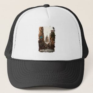 San Antonio Texaanse Vintage City Travel Waterverf Trucker Pet