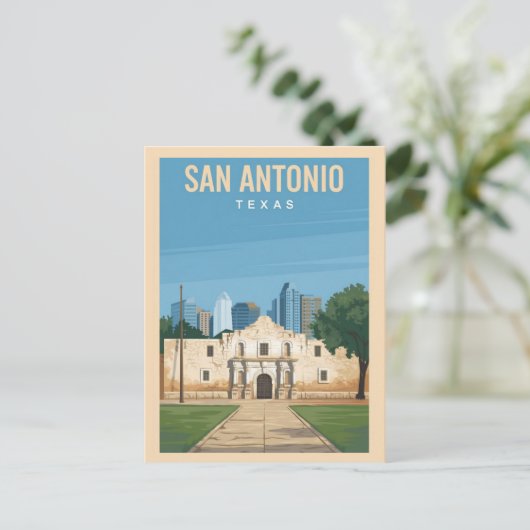 San Antonio, Texas, Alamo Briefkaart (Staand voorkant)
