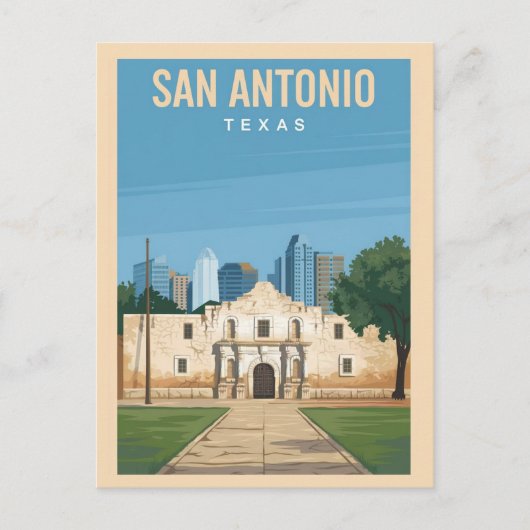 San Antonio, Texas, Alamo Briefkaart (Voorkant)