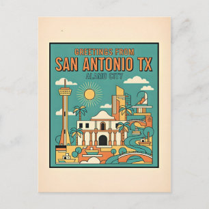 San Antonio Texas Alamo Retro Reizen 1930s Briefkaart
