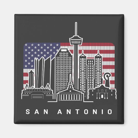 San Antonio Texas Amerikaanse vlag Magneet (Voorkant)