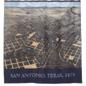 San Antonio, Texas, Antiek luchtstadskaart, 1873 Douchegordijn (Voorkant)