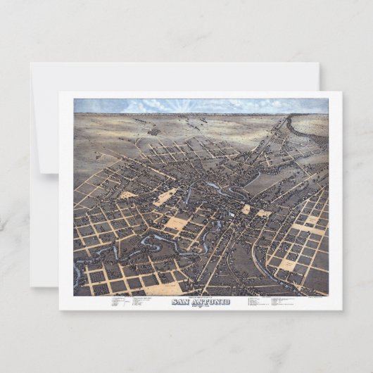 San Antonio, Texas, Antiek luchtstadskaart, 1873 Kaart (Voorkant)