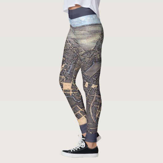 San Antonio, Texas, Antiek luchtstadskaart, 1873 Leggings (Links)