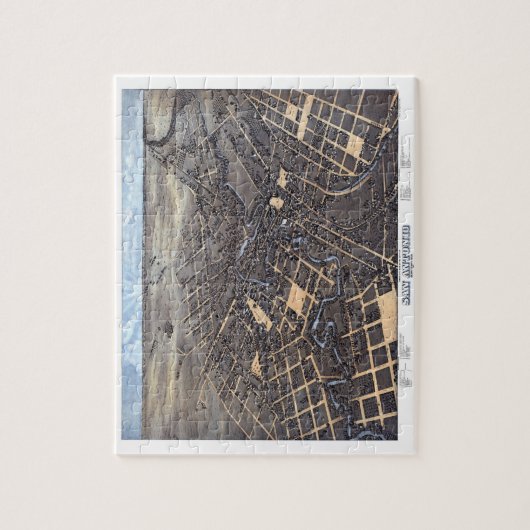 San Antonio, Texas, Antiek luchtstadskaart, 1873 Legpuzzel (Verticaal)