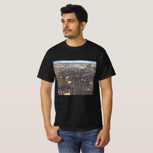 San Antonio, Texas, Antiek luchtstadskaart, 1873 T-shirt (Voorkant volledig)