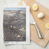 San Antonio, Texas, Antiek luchtstadskaart, 1873 Theedoek (Quarter Fold)