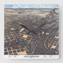 San Antonio, Texas, Antiek luchtstadskaart, 1873