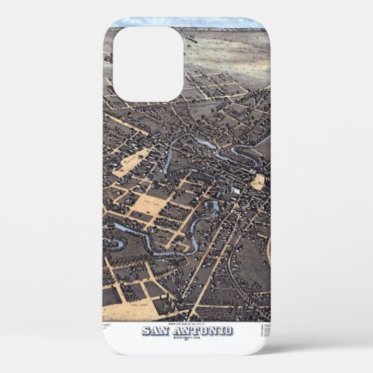 San Antonio, Texas, Antieke Luchtkaart van de Stad Case-Mate iPhone Case (Achterkant)