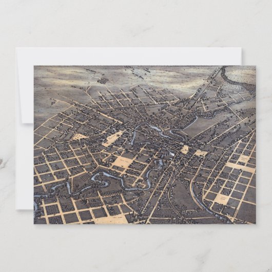 San Antonio, Texas, Antieke luchtkaart van de stad Kaart (Voorkant)