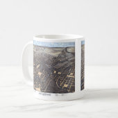 San Antonio, Texas, antieke luchtstadkaart, 1873 Koffiemok (Voorkant links)