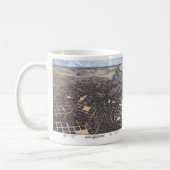 San Antonio, Texas, antieke luchtstadkaart, 1873 Koffiemok (Links)