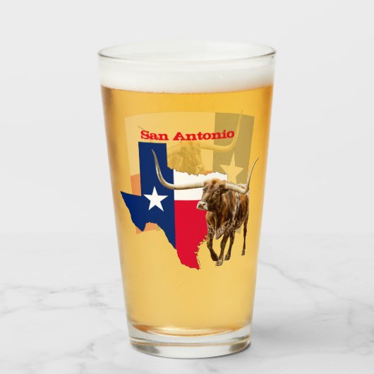 San Antonio, Texas, Bierglas Glas (Voorkant gevuld)