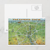 San Antonio Texas Cartoon Map Briefkaart (Voorkant / Achterkant)