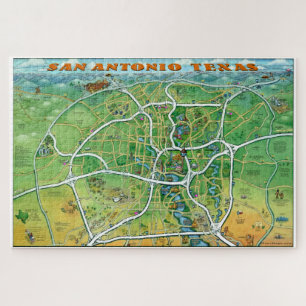 San Antonio Texas Cartoon Map Legpuzzel