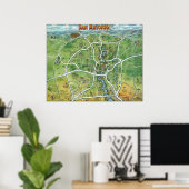 San Antonio Texas Cartoon Map Poster (Thuiskantoor)