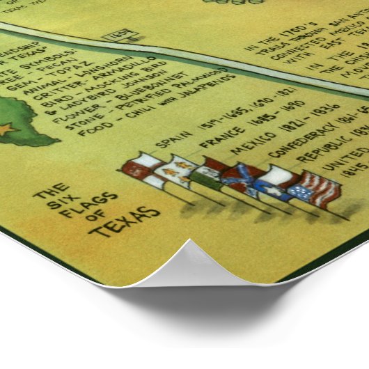 San Antonio Texas Cartoon Map Poster (Hoek)