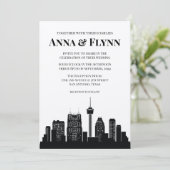San Antonio TEXAS City Skyline Wedding Party Kaart (Staand voorkant)