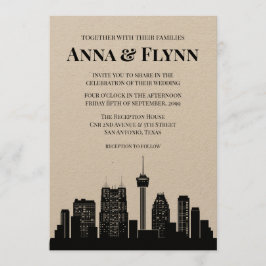 San Antonio TEXAS City Skyline Wedding Party Kaart
