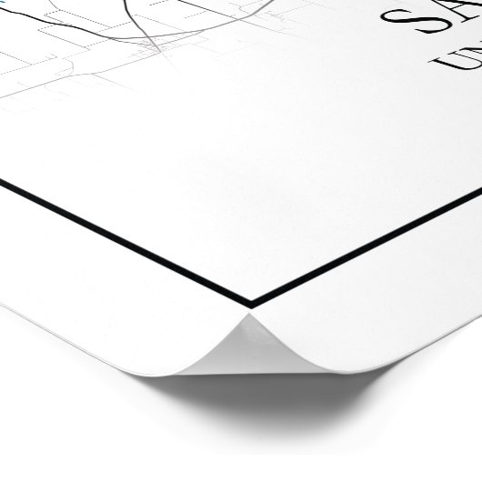 San Antonio Texas City Travel City-kaart Poster (Hoek)