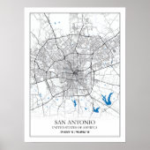 San Antonio Texas City Travel City-kaart Poster (Voorkant)
