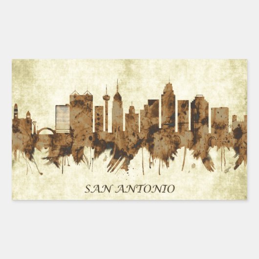 San Antonio Texas Cityscape Rechthoekige Sticker (Voorkant)