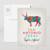 San Antonio Texas Colorful Longhorn Briefkaart (Voorkant / Achterkant)