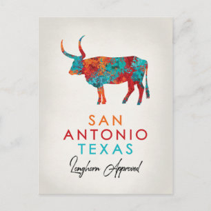 San Antonio Texas Colorful Longhorn Briefkaart