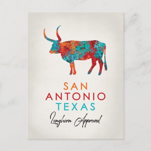 San Antonio Texas Colorful Longhorn Briefkaart (Voorkant)