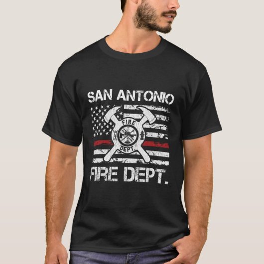 San Antonio Texas Fire Dept Thin Red Line Fire T-shirt (Voorkant)