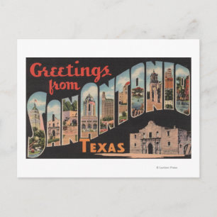 San Antonio, Texas - Grote Letter-scènes Briefkaart