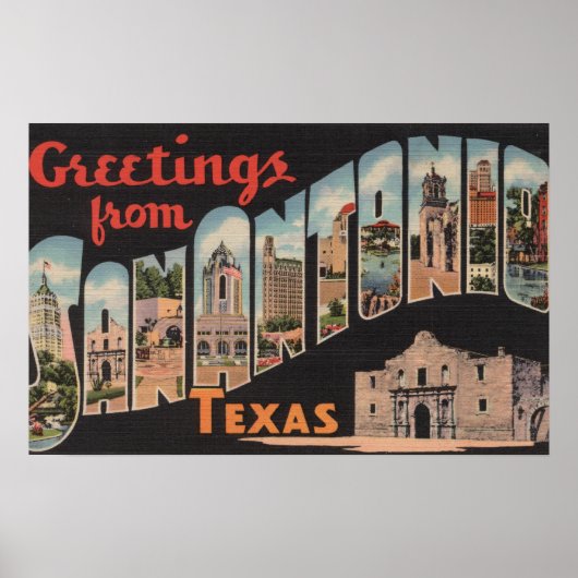 San Antonio, Texas - Grote Letter-scènes Poster (Voorkant)