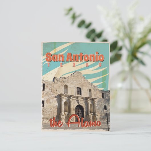 San Antonio, Texas, het Alamo-reisposter Briefkaart (Staand voorkant)
