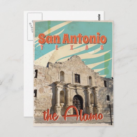 San Antonio, Texas, het Alamo-reisposter Briefkaart (Voorkant / Achterkant)