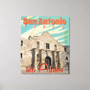 San Antonio, Texas, het Alamo-reisposter Canvas Afdruk