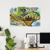 San Antonio TEXAS Map Poster (Thuiskantoor)