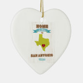 San Antonio, Texas Map - Thuis is waar het hart li Keramisch Ornament (Rechts)