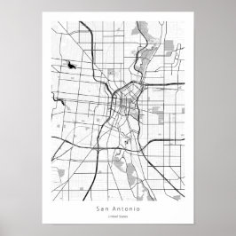 San Antonio Texas Minimal Modern Street City Map Poster