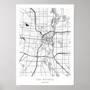 San Antonio Texas Minimal Modern Street City Map Poster