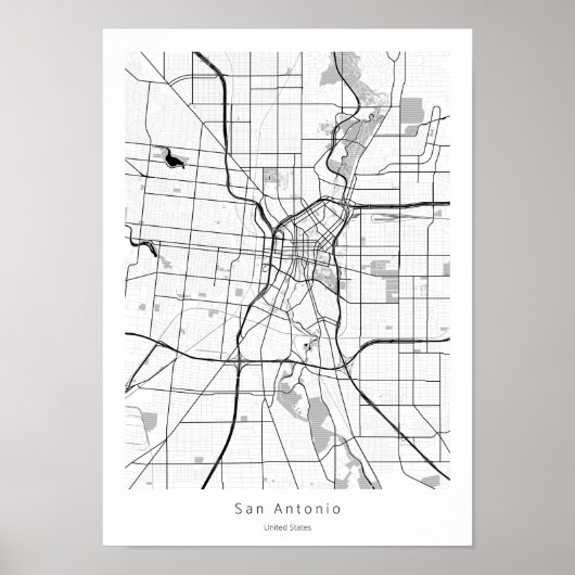 San Antonio Texas Minimal Modern Street City Map Poster (Voorkant)