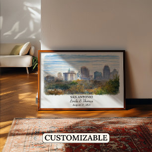 San Antonio Texas Poster, Aquarel, Op Maat Poster
