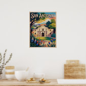 San Antonio Texas Retro - ontwerp Poster (Keuken)