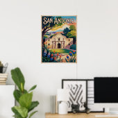 San Antonio Texas Retro - ontwerp Poster (Thuiskantoor)