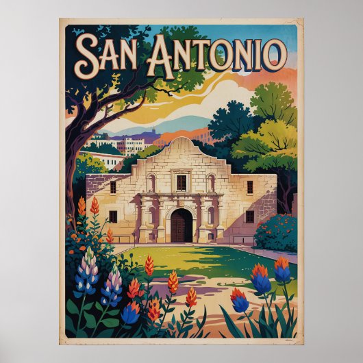 San Antonio Texas Retro - ontwerp Poster (Voorkant)