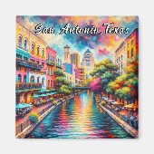 San Antonio Texas River Walk kleurrijk Magneet (Voorkant)