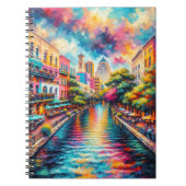 San Antonio Texas River Walk Kleurrijk Notitieboek (Voorkant)